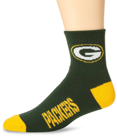Green Bay Packers Socks Quarter Length Large Size Mens 10-13 Shoe NEW!