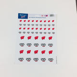 Wisconsin Badgers Vinyl Sticker Sheet 56 Decals 8.5x11 Inches