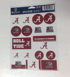 Alabama Crimson Tide Vinyl Sticker Sheet 17 Decals 5x7 Inches