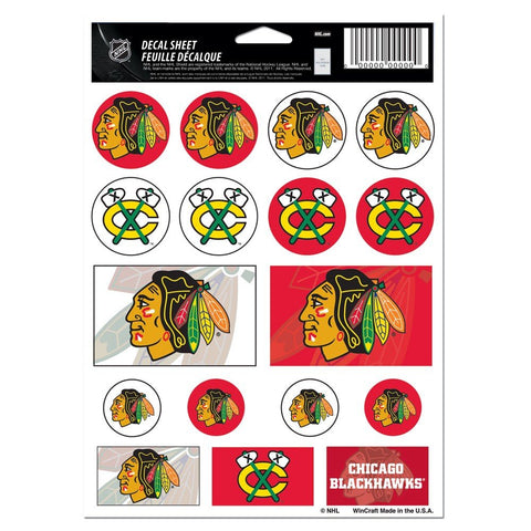 Chicago Blackhawks Vinyl Sticker Sheet 17 Decals 5x7 Inches