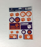 Clemson Tigers Vinyl Sticker Sheet 17 Decals 5x7 Inches