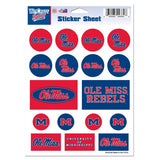 Ole Miss Rebels Vinyl Sticker Sheet 17 Decals 5x7 Inches