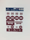 Mississippi State Bulldogs Vinyl Sticker Sheet 17 Decals 5x7 Inches