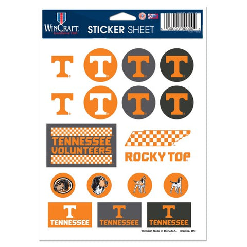 Tennessee Volunteers Vinyl Sticker Sheet 17 Decals 5x7 Inches