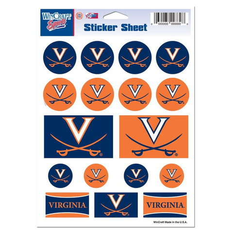 Virginia Cavaliers Vinyl Sticker Sheet 17 Decals 5x7 Inches