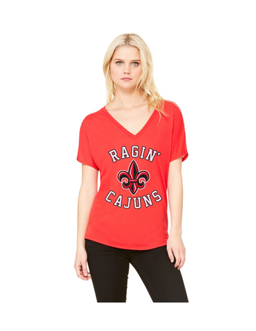 Louisiana Ragin Cajuns Womens V-Neck Short Sleeve T-Shirt