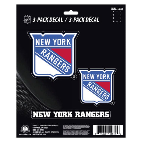 New York Rangers Set of 3 Die Cut Decal Stickers NEW Free Shipping!
