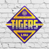 LSU Tigers Metal Sign Diamond Shape NEW! 16x16 Inches Man Cave Free Shipping