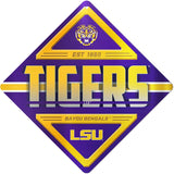 LSU Tigers Metal Sign Diamond Shape NEW! 16x16 Inches Man Cave Free Shipping