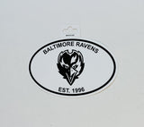 Baltimore Ravens Oval Decal Sticker NEW!! 3 x 5 Inches Free Shipping Black & White