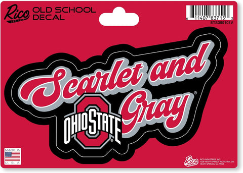 Ohio State Buckeyes Vintage Script Die-Cut Decal 5x3 Inches "Scarlet and Gray"