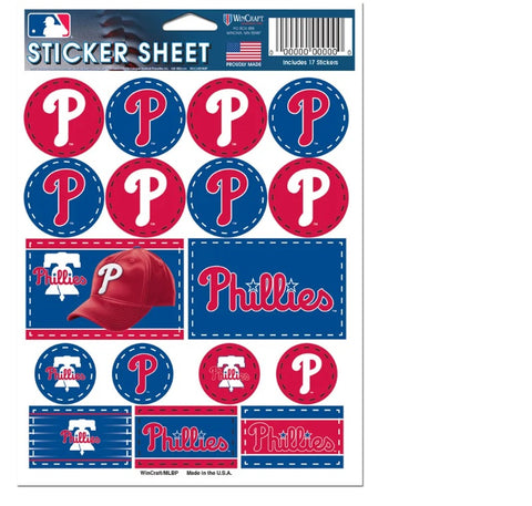 Philadelphia Phillies Vinyl Sticker Sheet 17 Decals 5x7 Inches (Copy)