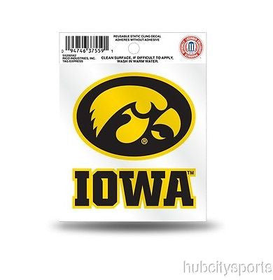 Iowa Hawkeyes Logo with Wordmark Static Cling Sticker NEW!! Window or Car! NCAA