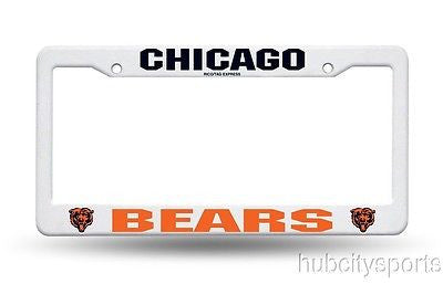 Chicago Bears White Plastic License Plate Frame NEW NFL