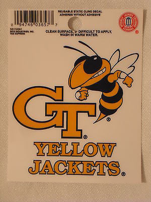 Georgia Tech Yellow Jackets Static Cling Sticker NEW!! Window or Car! NCAA
