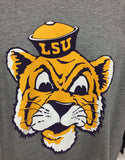 LSU Tigers Retro Logo Raglan Gray Shirt Sizes S-2XL Free Shipping