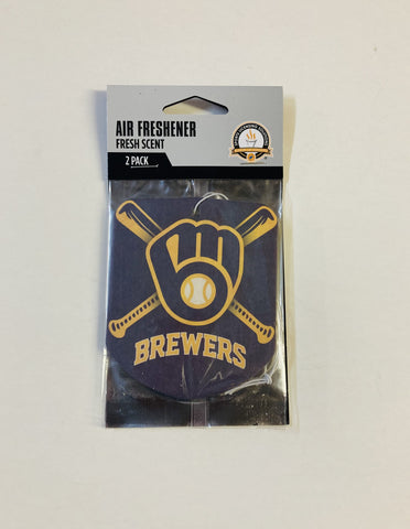 Milwaukee Brewers Air Freshener Fresh Scent 2 Pack Car Truck NEW 3x3 Inches