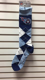Tennessee Titans Argyle Socks Crew Length One Size Fits Most NEW!