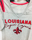 Louisiana Ragin Cajuns Womens Gray Shirt Sizes S-2XL Stripes The City