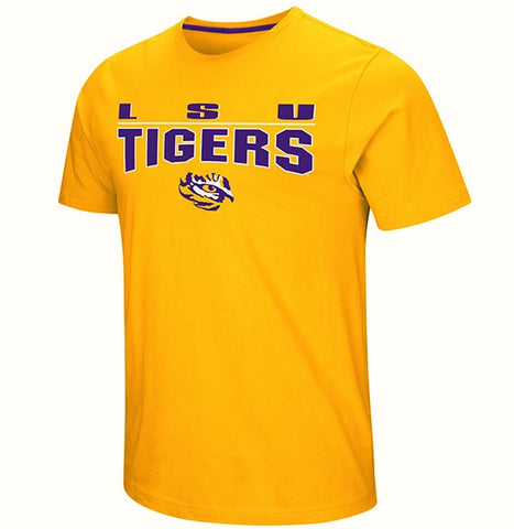 LSU Tigers Mens Short Sleeve T-Shirt Gold LSU on Back Free Shipping!