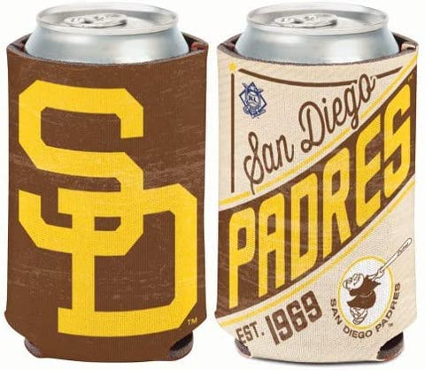 San Diego Padres Retro Logo Can Koozie Holder Free Shipping! NEW! Collapsible