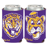 LSU Tigers Retro Logos Can Koozie Holder Free Shipping! NEW! Collapsible