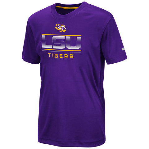 LSU Tigers Purple Youth Polyester Shirt Sizes XS-XL Bars Design Free Shipping