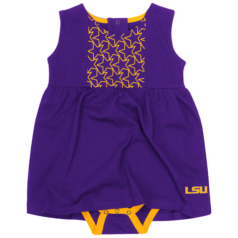 LSU Tigers Infant Onesie Dress Flyer Stars