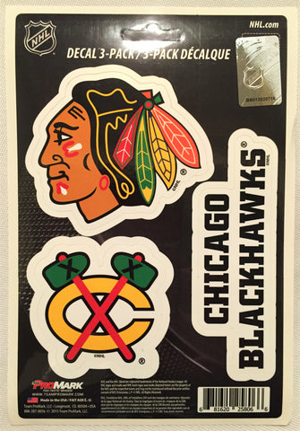 Chicago Blackhawks Set of 3 Die Cut Decal Stickers NEW Free Shipping!