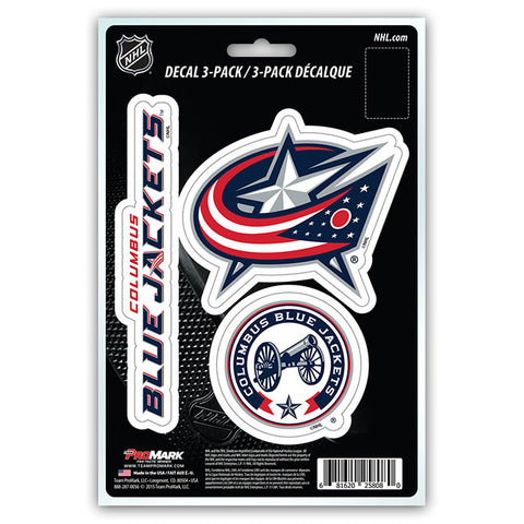 Columbus Blue Jackets Set of 3 Die Cut Decal Stickers NEW Free Shipping!