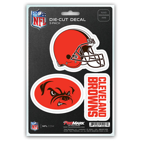 Cleveland Browns Set of 3 Die Cut Decal Stickers Dawg Pound Logo Free Shipping