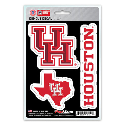 Houston Cougars Set of 3 Die Cut Decal Stickers State Outline Free Shipping