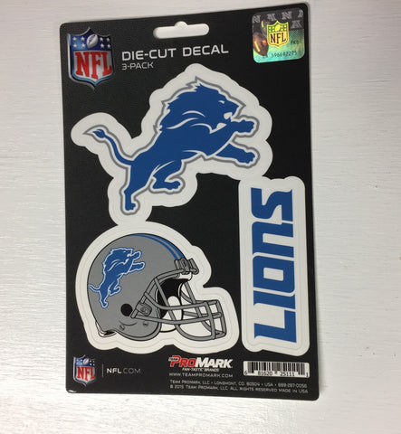 Detroit Lions Set of 3 Die Cut Decal Stickers Helmet Logo Free Shipping