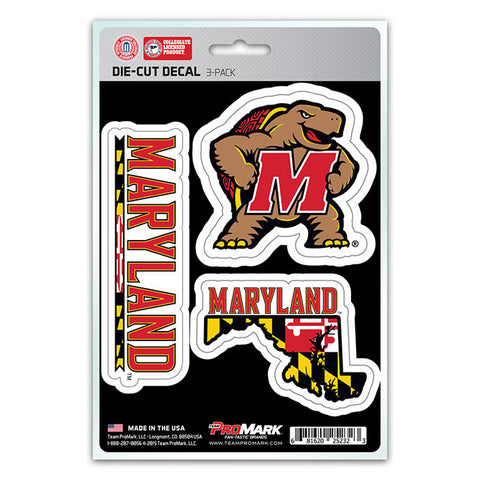 Maryland Terrapins Set of 3 Die Cut Decal Stickers State Outline Free Shipping