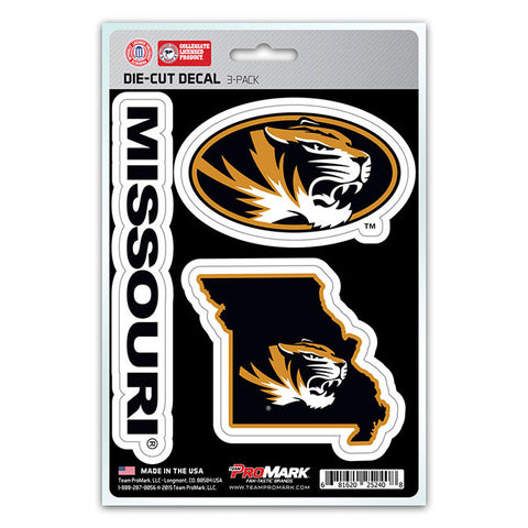 Missouri Tigers Set of 3 Die Cut Decal Stickers State Outline Free Shipping!