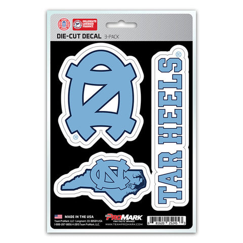 North Carolina Tar Heels Set of 3 Die Cut Decal Stickers State Outline Free Shipping!