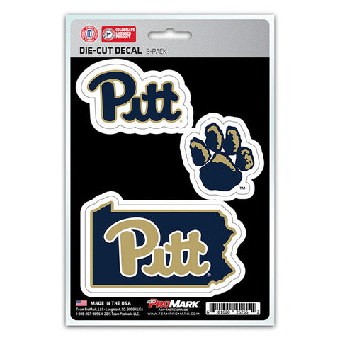 Pitt Panthers Set of 3 Die Cut Decal Stickers State Outline Free Shipping