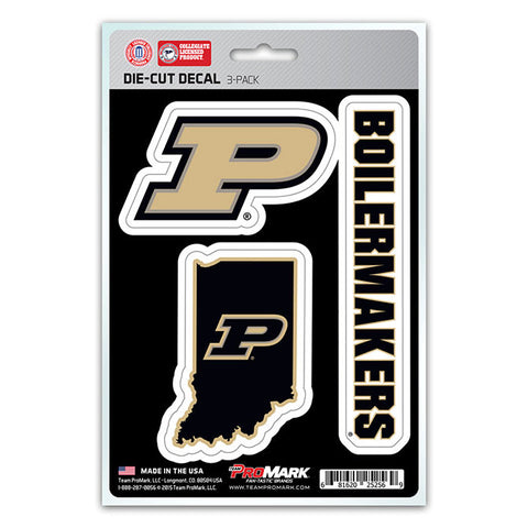 Purdue Boilermakers Set of 3 Die Cut Decal Stickers State Outline Free Shipping