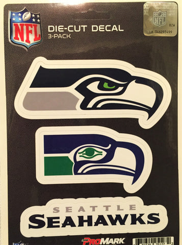 Seattle Seahawks Set of 3 Die Cut Decal Stickers Retro Logo Free Shipping