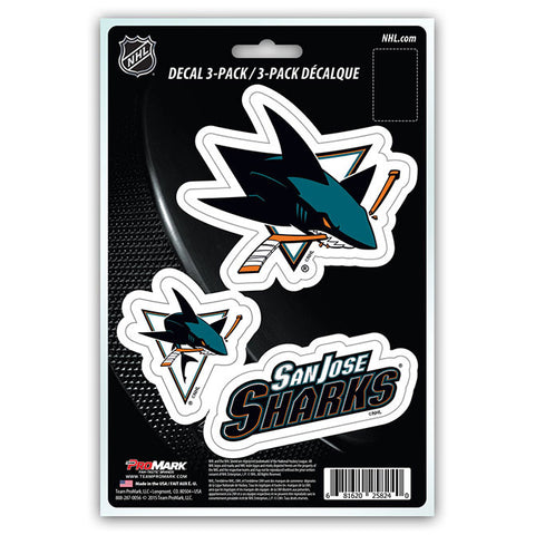 San Jose Sharks Set of 3 Die Cut Decal Stickers NEW Free Shipping!