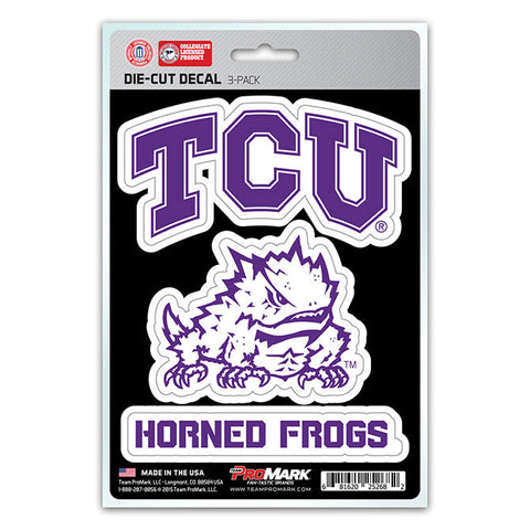 TCU Horned Frogs Set of 3 Die Cut Decal Stickers Frog Logo Free Shipping