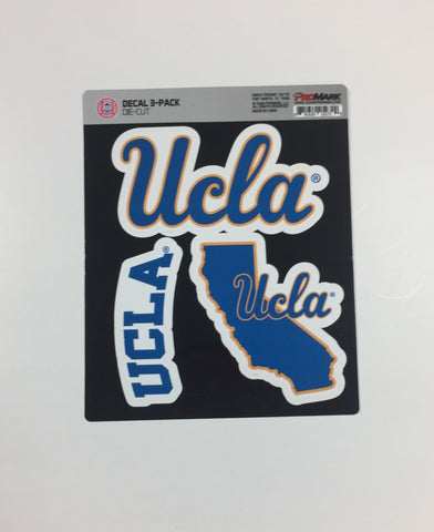 UCLA Bruins Set of 3 Die Cut Decal Stickers State Outline Free Shipping!