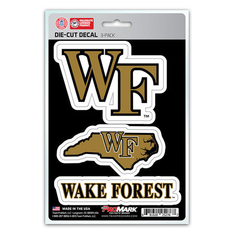 Wake Forest Demon Deacons Set of 3 Die Cut Decal Stickers State Outline Free Shipping!