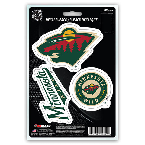 Minnesota Wild Set of 3 Die Cut Decal Stickers NEW Free Shipping!