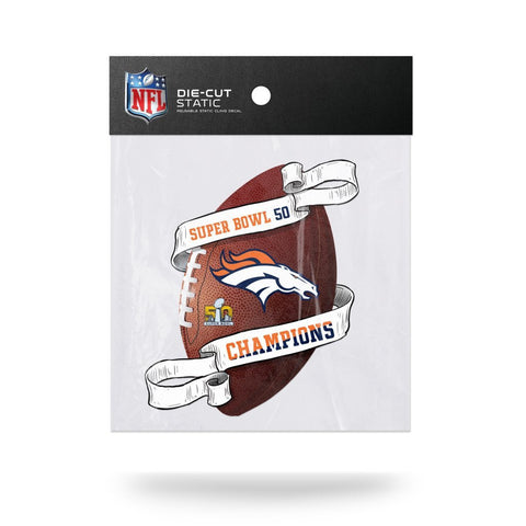 Denver Broncos Super Bowl 50 Champions Die Cut Static Cling Decal Sticker 4 X 4 NEW Car Window Reusable