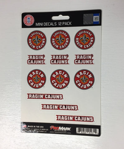 Louisiana Ragin Cajuns Mini Decals Sticker Sheet 12 Decals 1x1 Inch