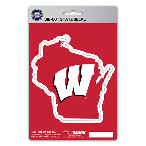 Wisconsin Badgers State Outline Die-Cut Decal NEW!!! Promark Red