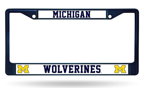 Michigan Wolverines Color Chrome Metal License Plate Frame NEW Free Shipping! Blue