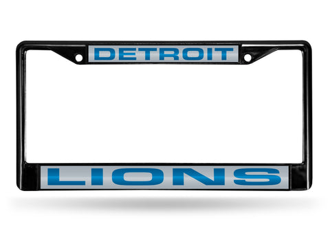 Detroit Lions Black Laser Cut Metal License Plate Cover Frame NEW!!