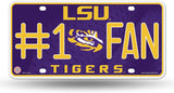 LSU Tigers #1 Fan Aluminum License Plate NEW!!